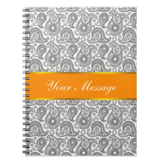 Carnet Tangerine Black Paisley (Devant)