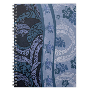 Carnet Tapa bleu hawaïen et ordinateur portable Honu