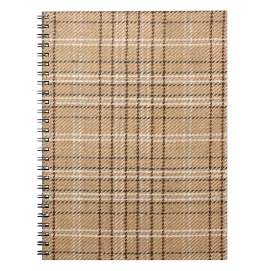 Carnet Tartan Beige : Tissu Plaid Classique. (Devant)