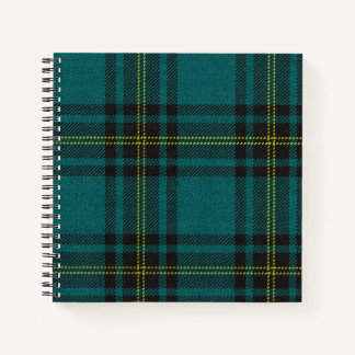 Carnet Tartan bleu-vert double face