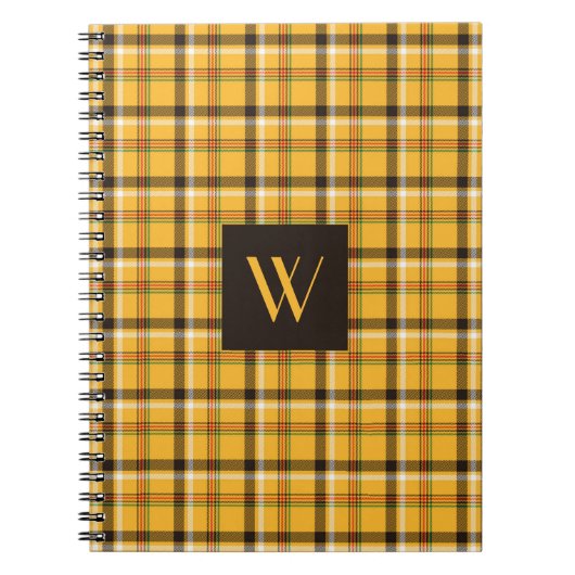 Carnet Tartan Brown Monogramme moderne (Devant)