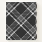 Carnet Tartan noir et gris rustique avec nom (Dos)