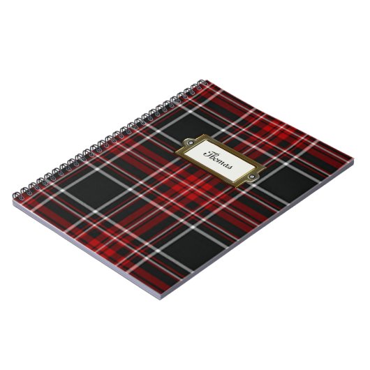 Carnet tartan noir, rouge et blanc (Côté gauche)