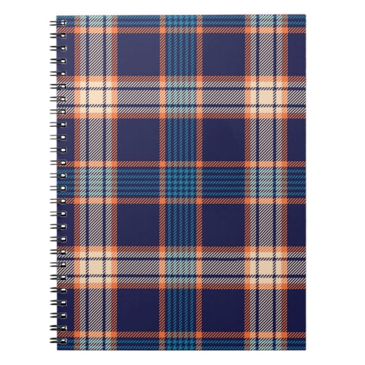 Carnet Tartan plaid, texture marine colorée. (Devant)