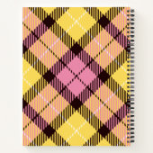 Carnet Tartan plat rose jaune moderne Nom personnalisé (Dos)