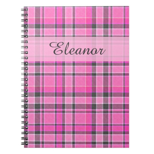 Carnet Tartan rose gris (Devant)