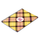 Carnet Tartan rose jaune chic Monogramme Nom du script (Côté gauche)