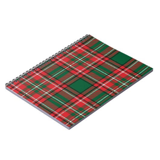 Carnet Tartan traditionnel : motif plaid rouge-vert. (Côté gauche)