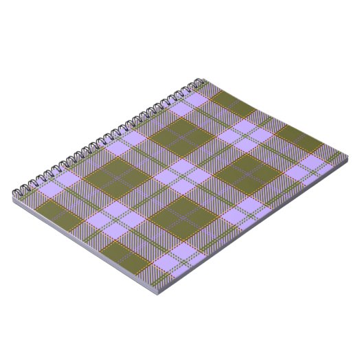 Carnet Tartan vert et violet Plaid écossais sans fil Pa (Côté gauche)