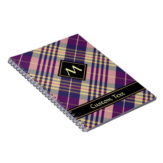 Carnet Tartan Violet, Or et Bleu (Côté Droit)