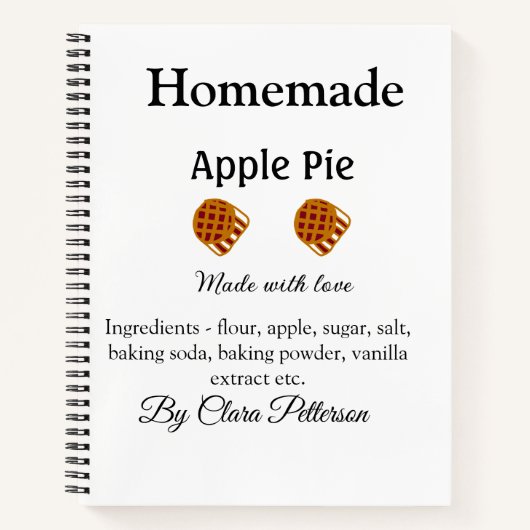 Carnet Tarte aux pommes maison faite avec amour ajouter i (Devant)