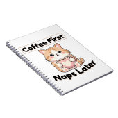 Carnet Tasse de café d'abord, sieste plus tard, chat mign (Côté Droit)