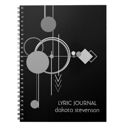 Carnet Tatos Art Déco Moderne | Paroles en noir et gris (Devant)