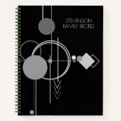 Carnet Tatos Art Déco Moderne | Recette noire et grise (Devant)