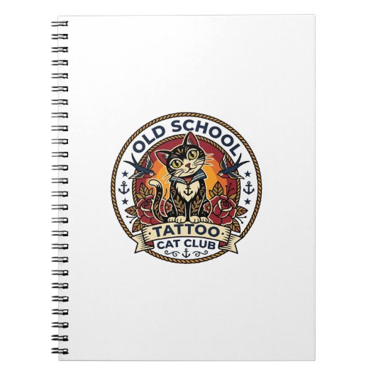 Carnet Tatouage École Ancienne Chat Mignon Kitty Design - (Devant)
