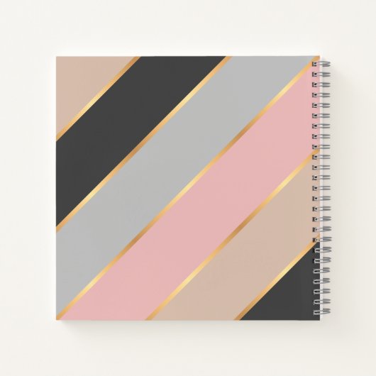 Carnet Taupe Beige Gris Rose Poudré Doré Rayures Personna (Dos)