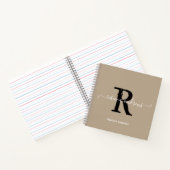 Carnet Taupe Elegant Monogramme Nom du script Initial (Intérieur)