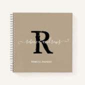 Carnet Taupe Elegant Monogramme Nom du script Initial (Devant)