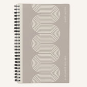 Carnet Taupe Lombard Wavy Lines Modern Custom Notebook (Recto)