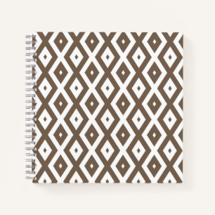 Carnet Taupe motif diamant brun et blanc