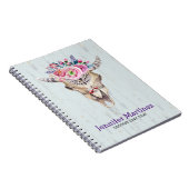 Carnet Taureau Avec Fleur Rose Et Cornes (Côté Droit)