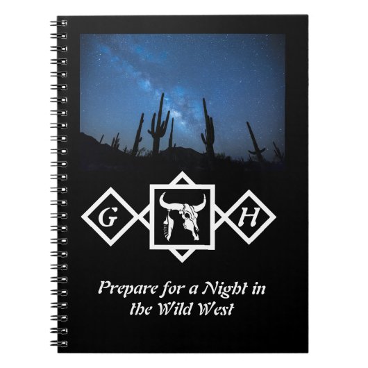 Carnet Taureau blanc brillant Taureau Silhouette Monogram (Devant)