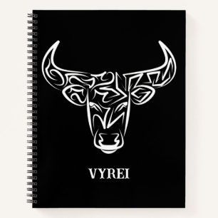 Carnet Taureau tribal noir et blanc / Ox