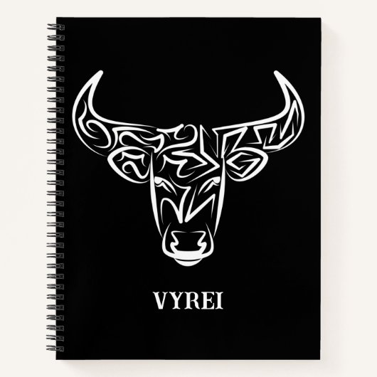 Carnet Taureau tribal noir et blanc / Ox (Devant)