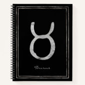 Carnet Taurus martelé argent stylisé symbole astrologie (Devant)