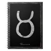 Carnet Taurus martelé argent stylisé symbole astrologie (Devant)
