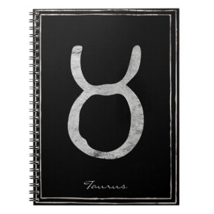 Carnet Taurus martelé argent stylisé symbole astrologie