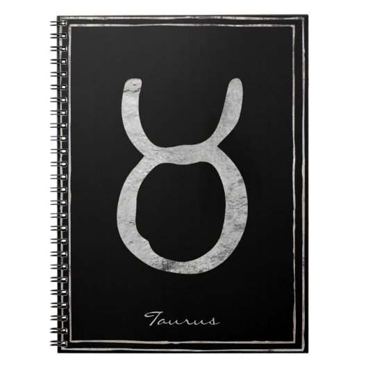 Carnet Taurus martelé argent stylisé symbole astrologie (Devant)