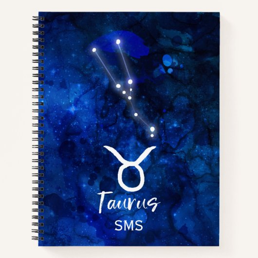 Carnet Taurus Zodiac Constellation Blue Galaxy Monogramme (Devant)