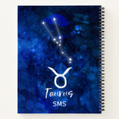 Carnet Taurus Zodiac Constellation Blue Galaxy Monogramme (Dos)