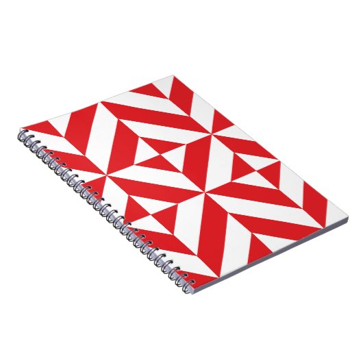 Carnet Tchry Red Geometric Deco Cube Pattern (Côté Droit)