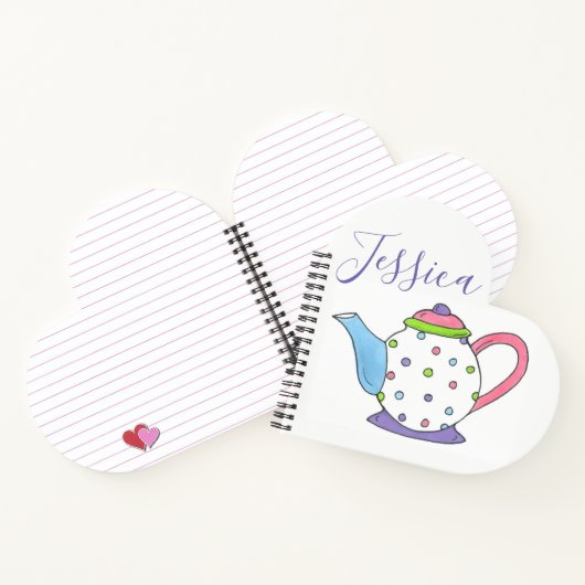 Carnet Tea Pot Tea Pot Pot Polka Personnalisé Heure (Intérieur)