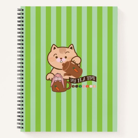 Carnet tea time chat et lapin (Devant)