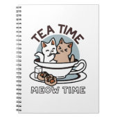 Carnet Tea Time Meow Time - Cute Cat and Tea Design (Devant)