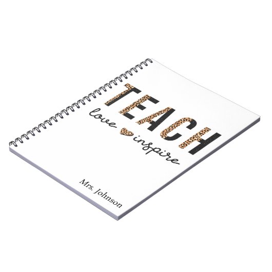 Carnet Teach Love Inspire Teacher Appreciation Leopard (Côté gauche)