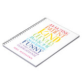 Carnet TEACHER GIFT colorful rainbow uplifting word stack (Côté gauche)