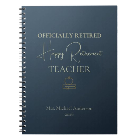 Carnet Teacher Retirement Gift Officially Retired (Devant)
