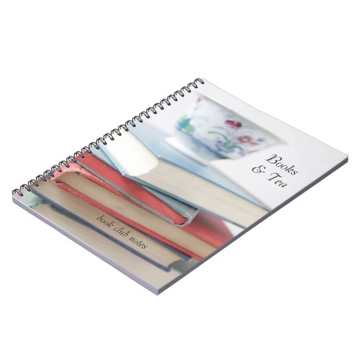 Carnet Teacup on book stack (Côté gauche)