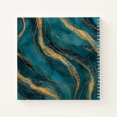 Carnet Teal and Gold Swirls Monogram Square (Dos)