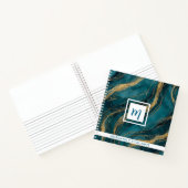 Carnet Teal and Gold Swirls Monogram Square (Intérieur)