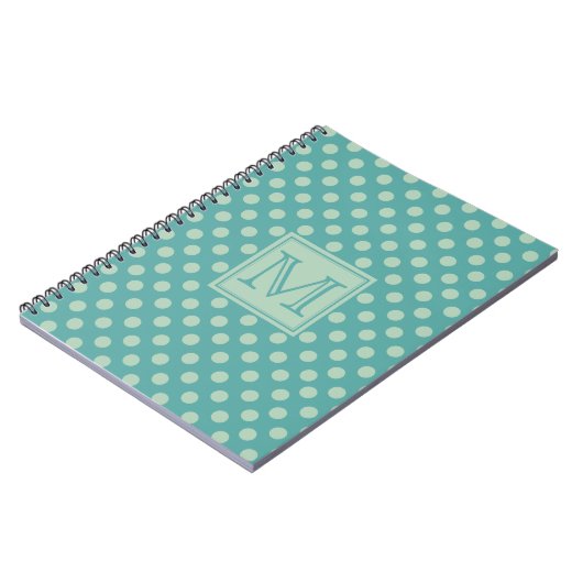 Carnet Teal Dots Pattern Monogram (Côté gauche)