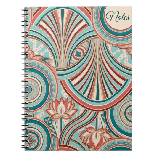 Carnet Teal et Coral Nouveau Flow (Devant)