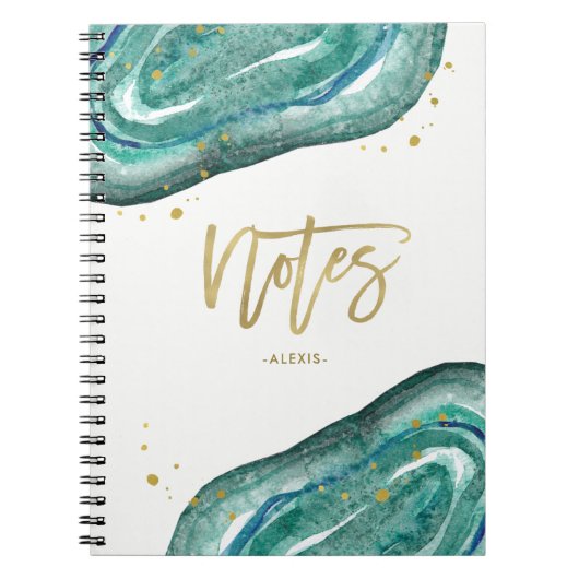 Carnet Teal et notes de Geode | d'or de Faux (Devant)
