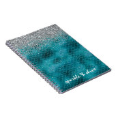 Carnet Teal Silver Sparkle Mermaid personalized (Côté Droit)