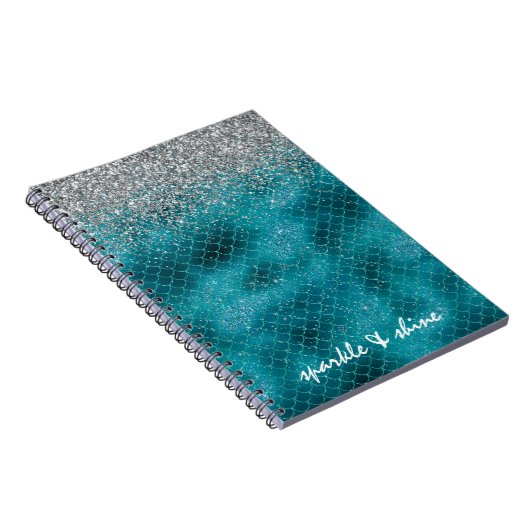 Carnet Teal Silver Sparkle Mermaid personalized (Côté Droit)