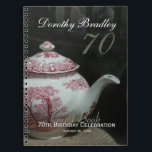 Carnet Teapot anglais vintage 70th Birthday Guest Book<br><div class="desc">Livre d'or 70e anniversaire personnalisable (carnet en spirale) avec une belle théière vintage anglaise en couverture. Vous pouvez facilement ajouter et modifier du texte (couleur,  police,  taille et position) en cliquant sur le bouton personnaliser. Invitation d'anniversaire correspondant.</div>
